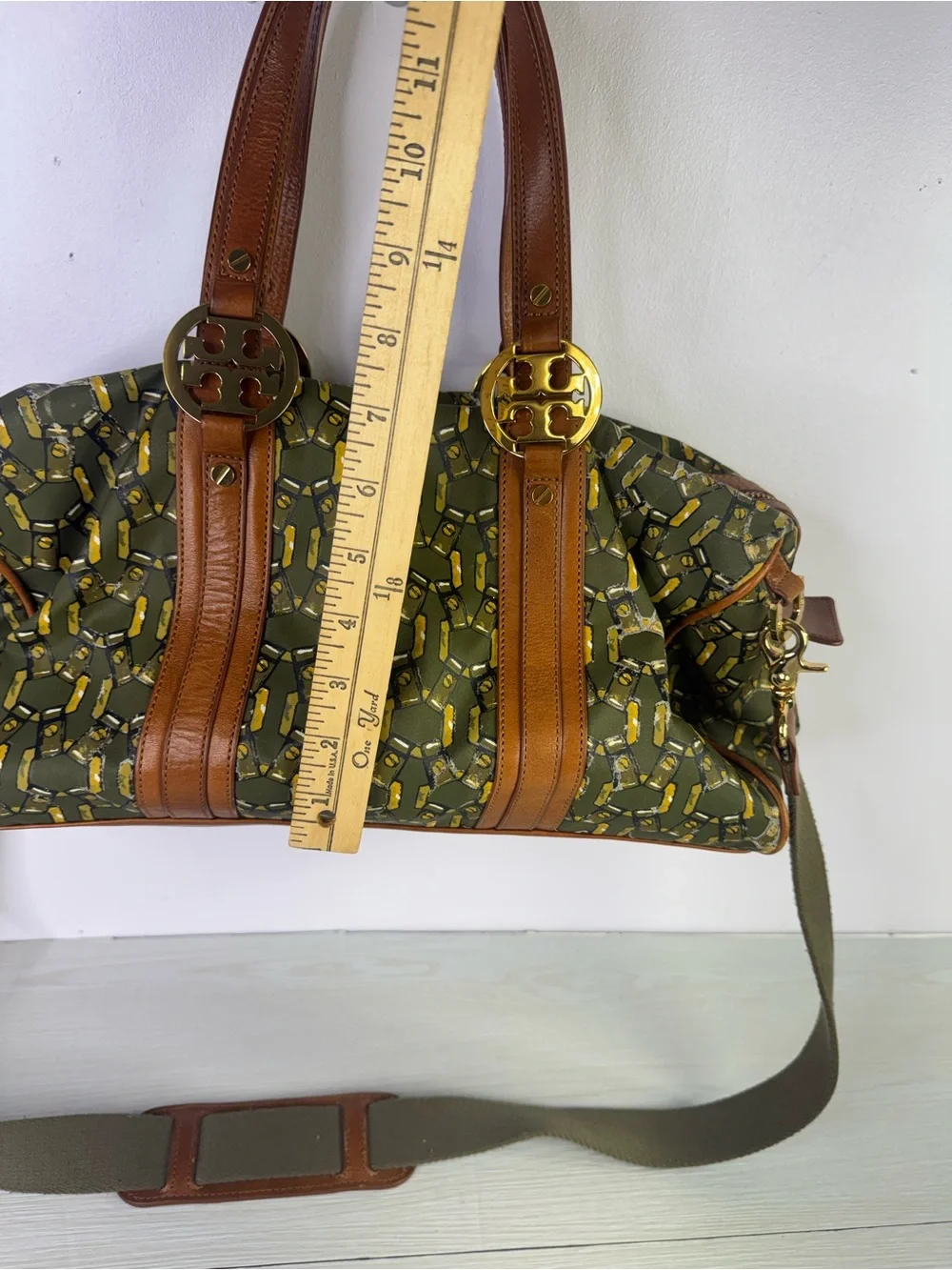Tory Burch Green Chain duffle Bag with long strap